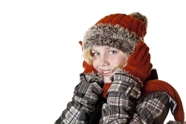 Κορίτσι Χειμερινό Καπέλο Και Σακάκι — Φωτογραφία Αρχείου