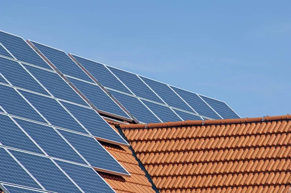 solar cells on a single-family house