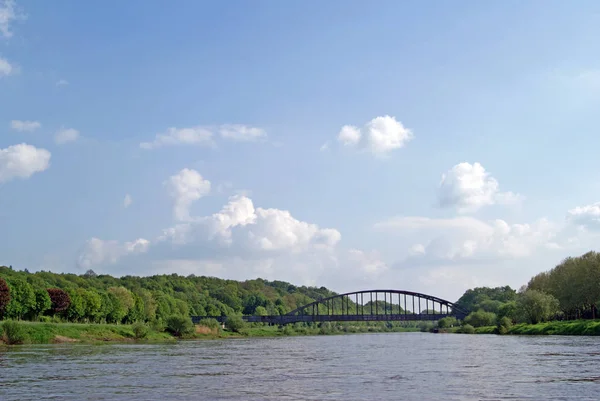 Ponte Ferroviária Sobre Weser — Fotografia de Stock