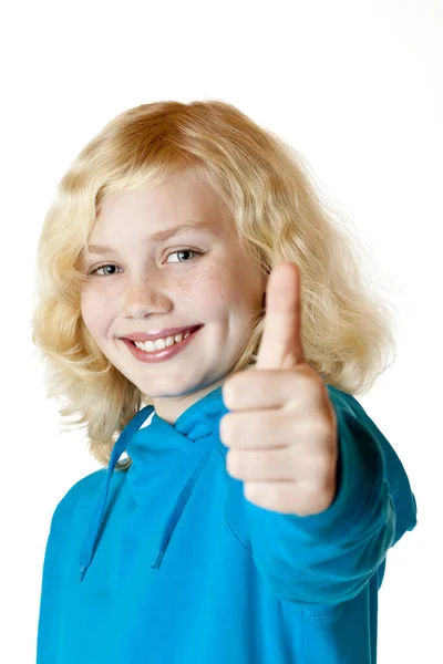 Happy Girl Showing Thumbs — Stock Photo, Image