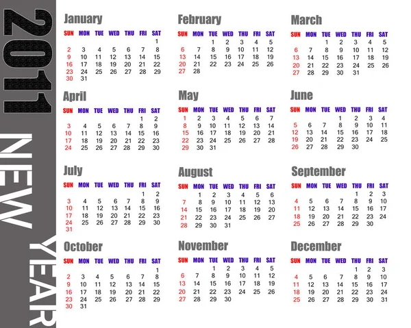 2011 Calendário Ano Novo — Fotografia de Stock