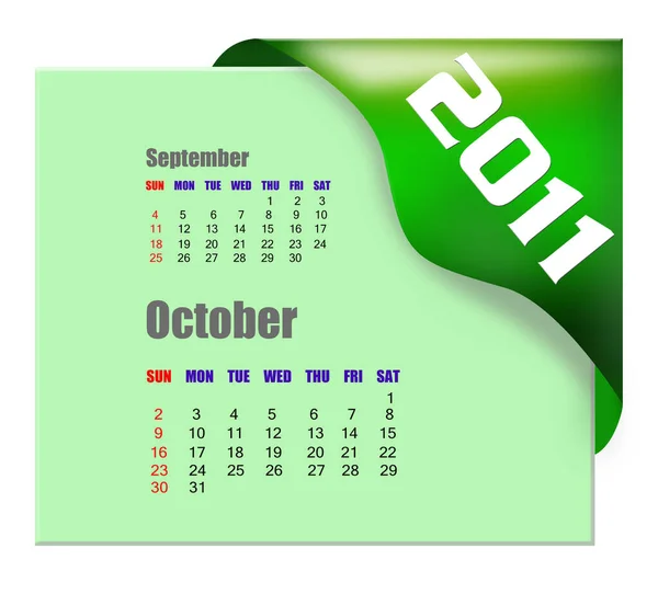 Październik 2010 Kalendarz — Zdjęcie stockowe
