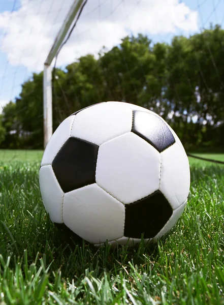 Soccer Ball Pitch Field Goal Background — Stock Photo, Image