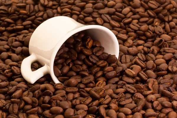 White Cup Coffee Table Top View — Stock Photo, Image