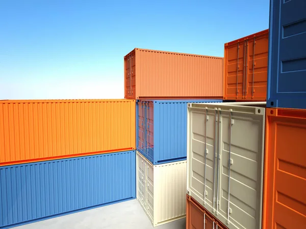 Container Met Vrachtcontainers Pallets Voor Vrachtvervoer — Stockfoto