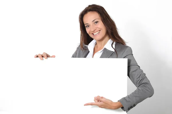 Businesswoman Showing Message Board — Stock Photo, Image