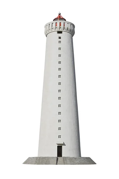 Vuurtoren Geïsoleerd Wit — Stockfoto