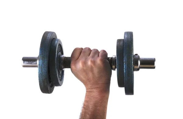 Man Dumbbells Isolated White Background — Stock Photo, Image