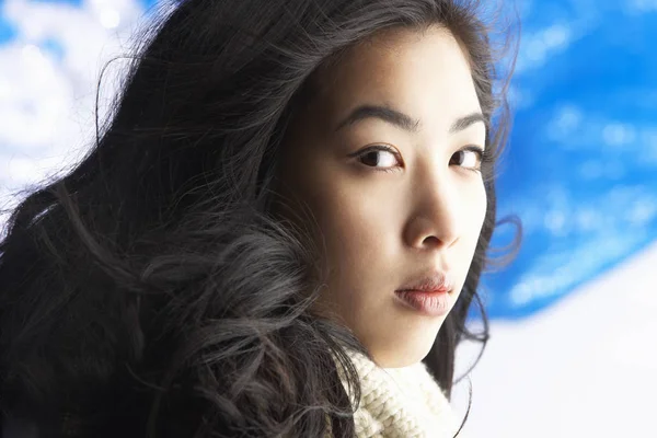 Young Woman Wearing Warm Winter Clothes Studio — Stock Photo, Image