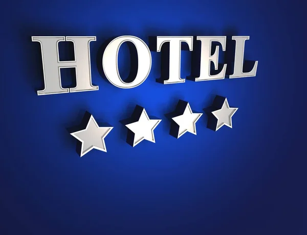 Gwiazdki Znak Hotelu Niebieski Srebrze — Zdjęcie stockowe