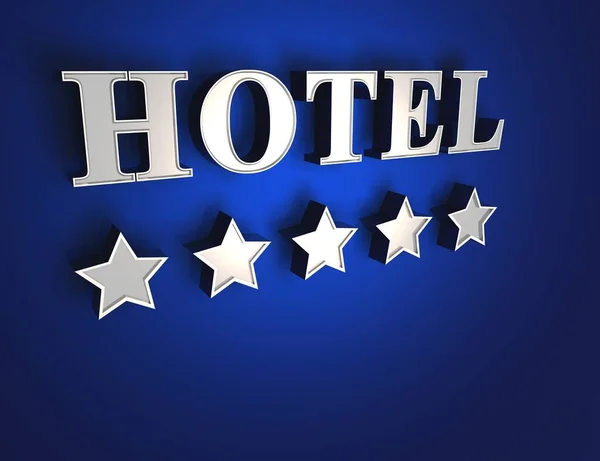 Sterne Hotelschild Blau Auf Silber — Stockfoto