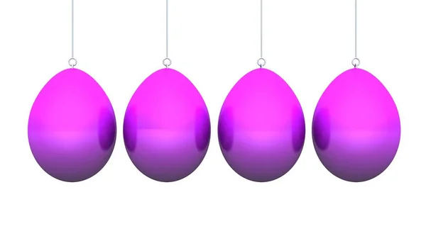 Huevos Pascua Púrpura Colgando Aislado — Foto de Stock