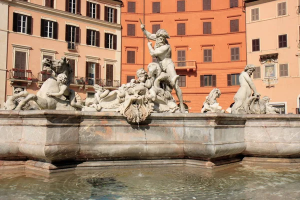 Roma Piazza Navona Fontana Del Moro — Stok fotoğraf