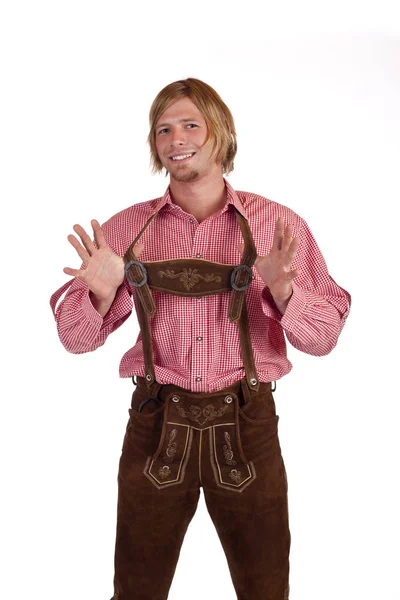 Bayerischer Mann Mit Oktoberfest Lederhose — Stockfoto