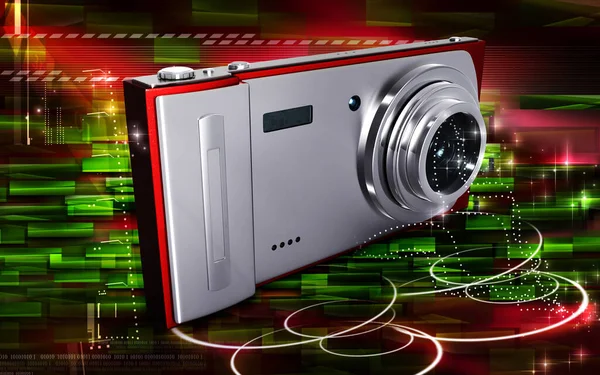 Cyfrowy Kompozyt Kamery Komputerowej Czerwonym Przyciskiem — Zdjęcie stockowe