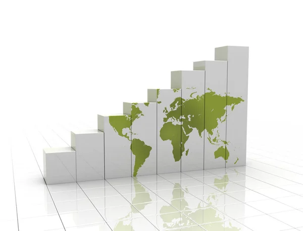 Mapa Verde Mundial Sobre Creciente Gráfico Los Negocios — Foto de Stock