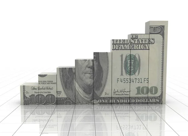 Pénz Grafikon Növekvő Készpénz Textúra Fehér Háttér — Stock Fotó