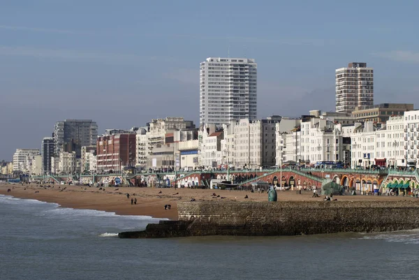 Havsutsikt Och Strand Sett Från Palace Pier Det Brighton East — Stockfoto