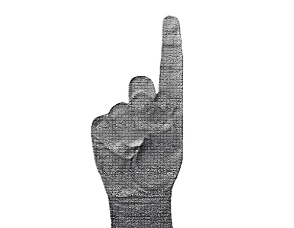 Finger Hand White Silver Metalic Hand Gesture Artwork — 스톡 사진