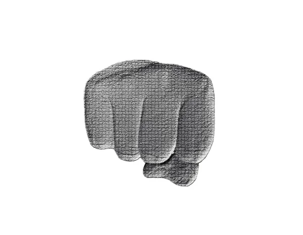 Fist Hand White シルバー メタリックハンドジェスチャーアートワーク — ストック写真