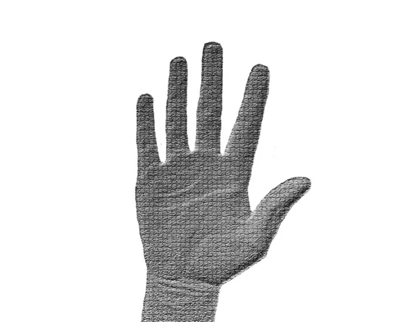 Поднятая Рука Белом Серебряный Металлический Жест — стоковое фото