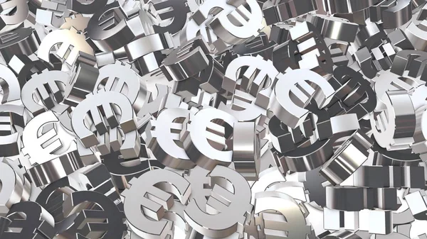 Zeci Simboluri Metalice Argint Euro Șablon Textură — Fotografie, imagine de stoc