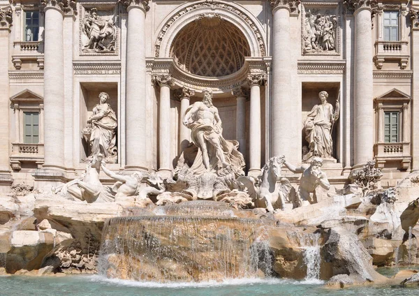 Baroque Trevi Fountain Fontana Trevi Ρώμη Ιταλία Ευθύγραμμη Μετωπική Άποψη — Φωτογραφία Αρχείου