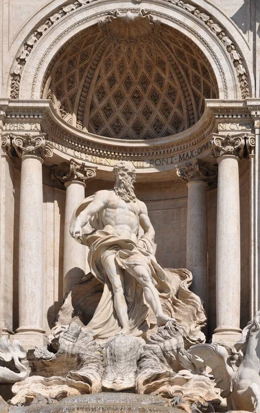 Barokke Trevifontein Fontana Trevi Rome Italië Rechtlijnig Frontaal Uitzicht — Stockfoto