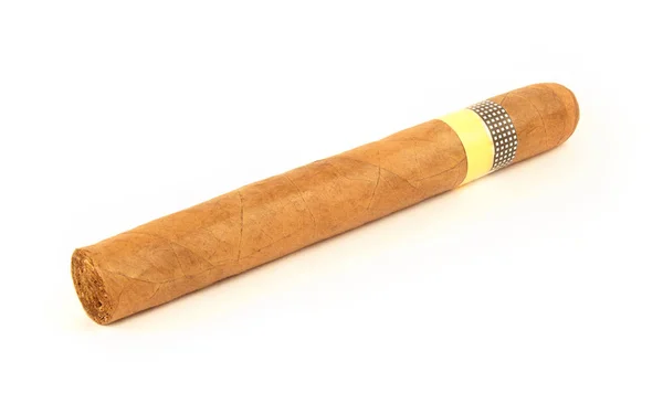 Handrullad Kubansk Cigarr Vit Bakgrund Ingen Logotyp Synlig — Stockfoto