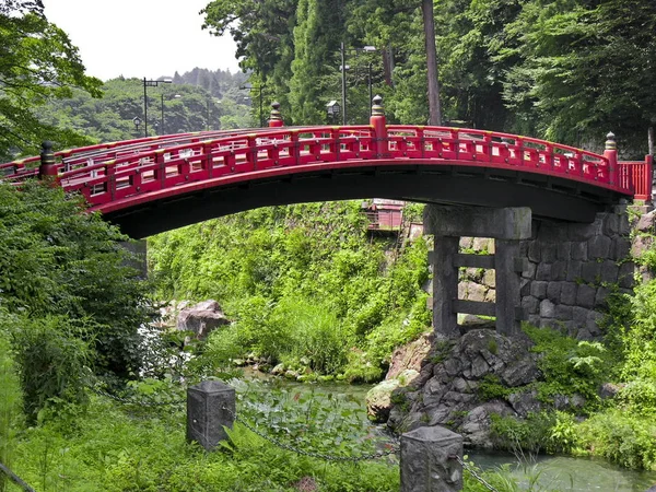 Utsikt Över Traditionell Röd Bro Japansk — Stockfoto