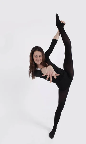 Mladý Gymnastka Černošky Cvičení Studiu — Stock fotografie