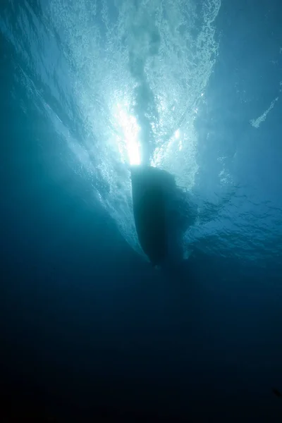 Underwater View Boat Taken Red Sea — 스톡 사진