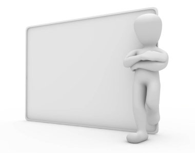 3d person with blank board. clipart