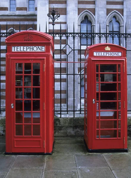 Τηλεφωνικοί Θάλαμοι Στο Λονδίνο Αγγλία — Φωτογραφία Αρχείου