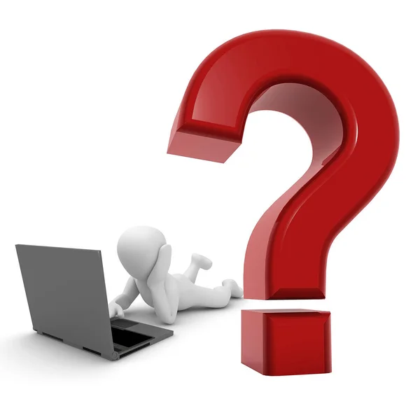 Render Illustration Person Question Mark Laptop — Stock Photo, Image