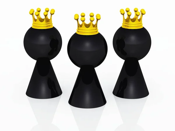 Render Different Pawns Three Pointed Figures — Stock Photo, Image