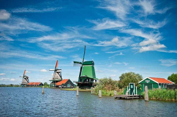 Paisagem Moinho Vento Zaanse Schans Países Baixos — Fotografia de Stock