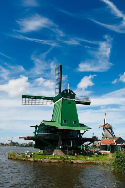 Paisagem Moinho Vento Zaanse Schans Países Baixos — Fotografia de Stock