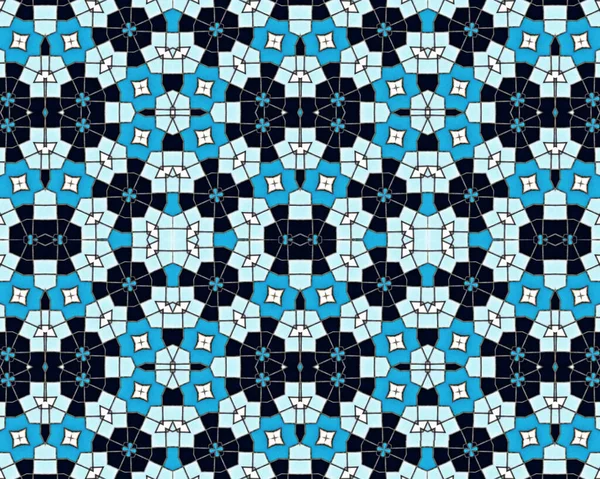 Özel Desen Mavi Mozaik Renkli Şekiller Satırlar Biçimi — Stok fotoğraf