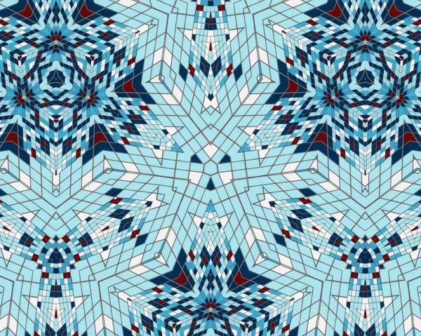 Специальный Узор Фон Blue Mosaic Colored Shapes Lines Style — стоковое фото