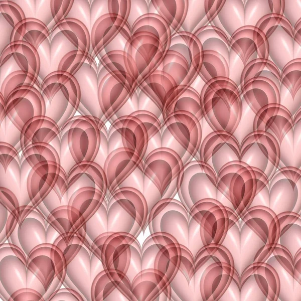 很多的粉红色重叠心作为情人节背景 — 图库照片