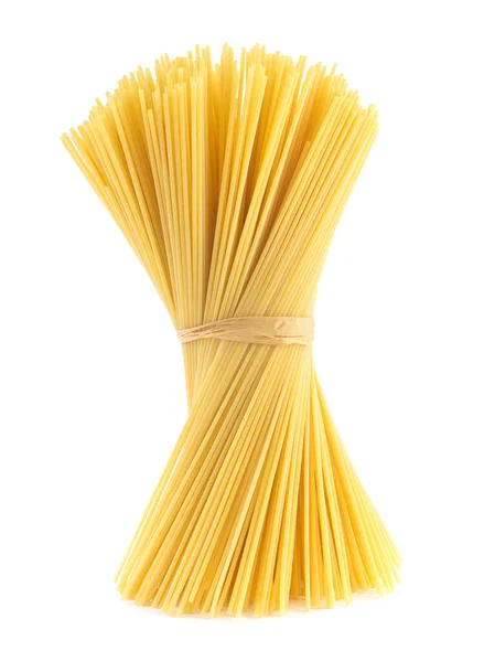 Stelletje Rauwe Spaghetti Pasta Geïsoleerd Witte Achtergrond — Stockfoto