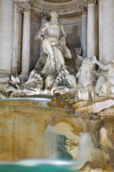 Szczegóły Fontanny Trevi Fontana Trevi Rzymie Nocy — Zdjęcie stockowe