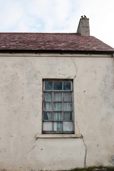 Old Decaying House Front Window Ireland Crows — Stock Photo, Image