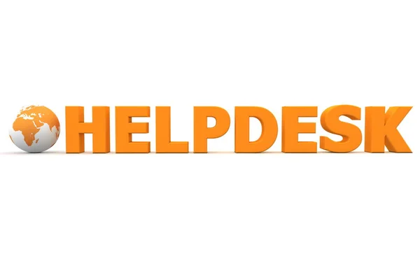 オレンジ色の単語Helpdeskと3Dグローバル置換文字O — ストック写真