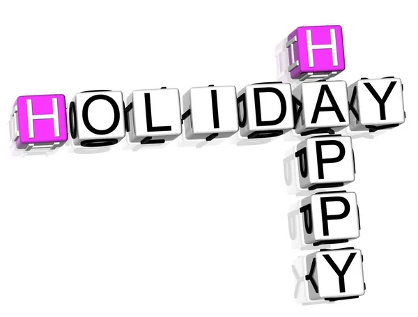 Glücklich Urlaub Kreuzworträtsel Text Auf Weißem Hintergrund — Stockfoto