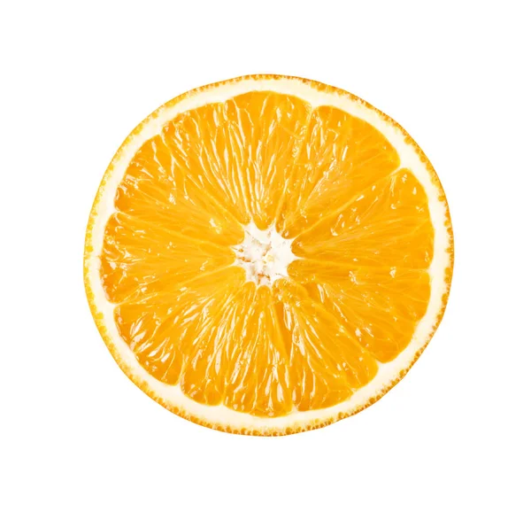 Parfaitement Rond Orange Tranché Deux Isolé Sur Fond Blanc — Photo