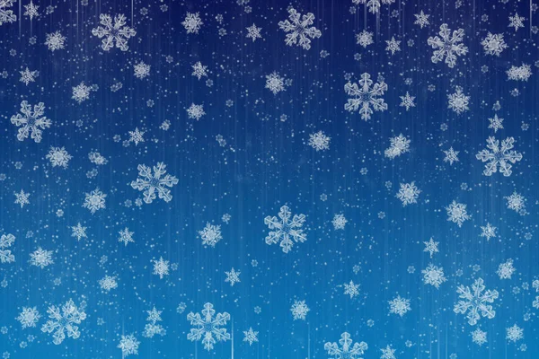 Kép Sok Hópelyhek Kék Háttér Nagy Karácsonyi Háttér — Stock Fotó