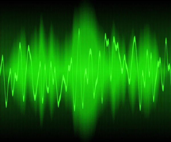Πράσινο Ηχητικά Κύματα Που Ταλαντεύεται Μαύρο Φόντο — Φωτογραφία Αρχείου