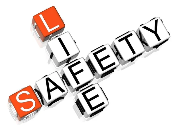 Safety Life Cuvinte Încrucișate Fundal Alb — Fotografie, imagine de stoc